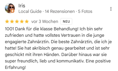5 Sterne Bewertung Drseger Zahnzentrum Starnberg von Iris